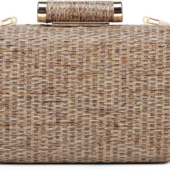 Straw Purse Clutch Womens Woven Handbag Summer Wicker Evening Bag - Picture 1 of 6